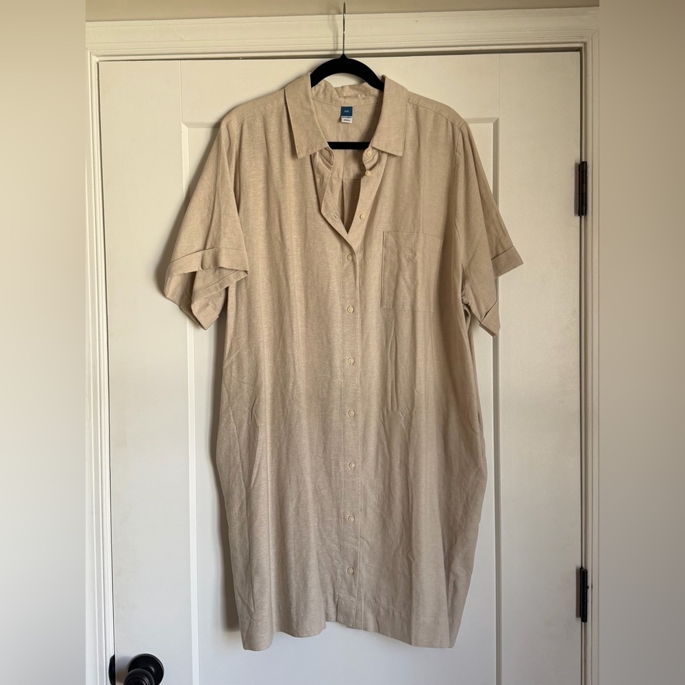 NWOT Linen-Blend Shirt Dress - Picture 3 of 5